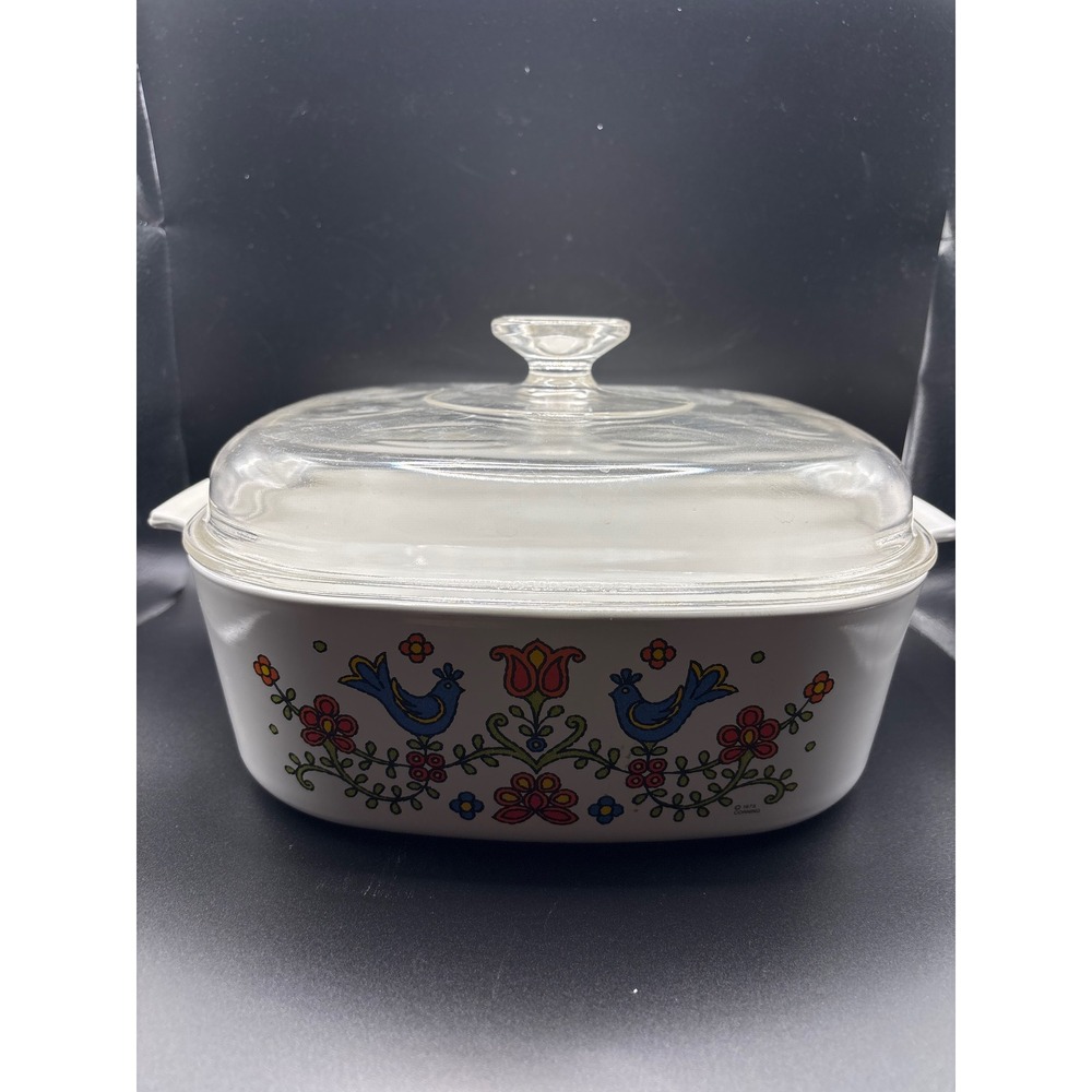 Corning Ware Country Festival Blue Bird Casserole Dish with Glass Lid 2.5 Quart